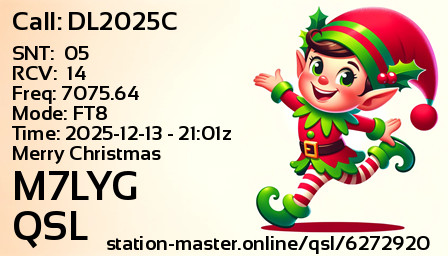 QSL Card for M7LYG QSO with DL2025C