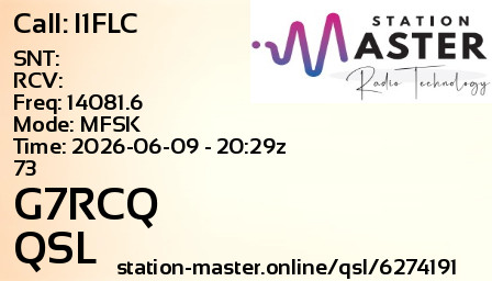 QSL Card for G7RCQ QSO with I1FLC
