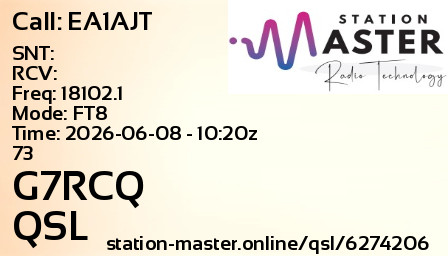 QSL Card for G7RCQ QSO with EA1AJT