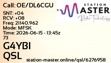 QSL Card for G4YBI QSO with OE/DL6CGU