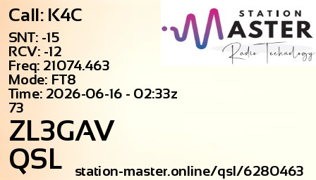 QSL Card for ZL3GAV QSO with K4C