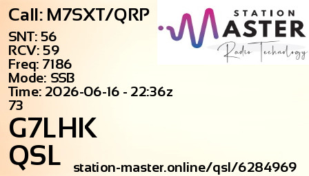QSL Card for G7LHK QSO with M7SXT/QRP