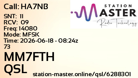 QSL Card for MM7FTH QSO with HA7NB