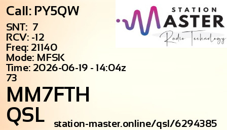 QSL Card for MM7FTH QSO with PY5QW