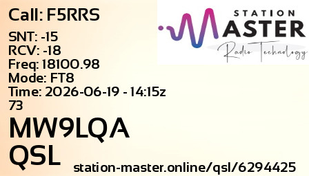 QSL Card for MW9LQA QSO with F5RRS
