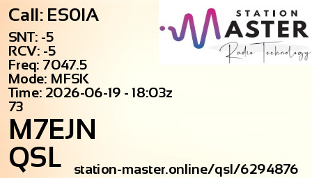 QSL Card for M7EJN QSO with ES0IA
