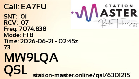 QSL Card for MW9LQA QSO with EA7FU