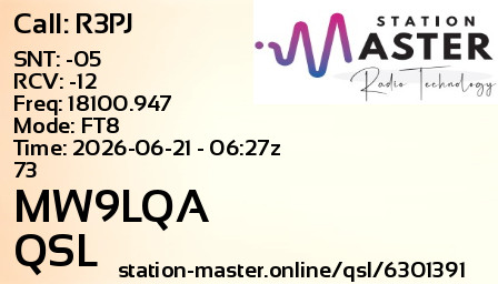 QSL Card for MW9LQA QSO with R3PJ