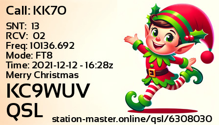 QSL Card for KC9WUV QSO with KK7O