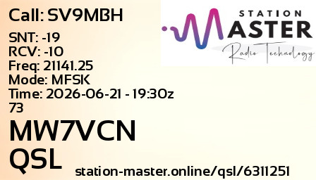 QSL Card for MW7VCN QSO with SV9MBH