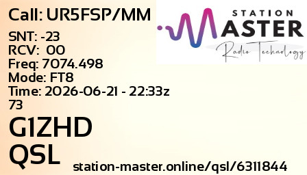 QSL Card for G1ZHD QSO with UR5FSP/MM