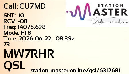 QSL Card for MW7RHR QSO with CU7MD