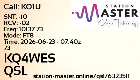 QSL Card for KQ4WES QSO with KO1U