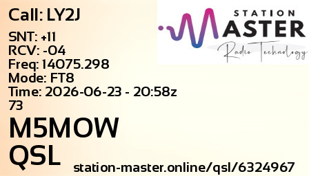 QSL Card for M5MOW QSO with LY2J