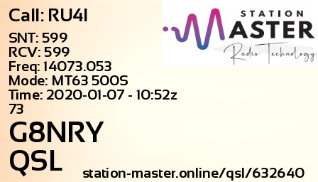QSL Card for G8NRY QSO with RU4I