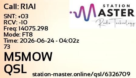 QSL Card for M5MOW QSO with R1AI