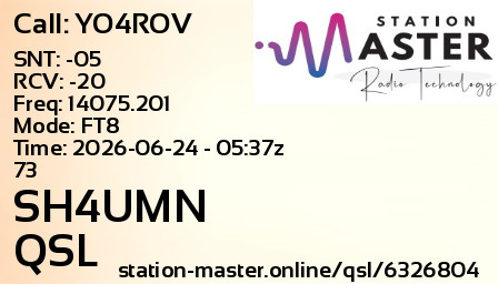 QSL Card for SH4UMN QSO with YO4ROV