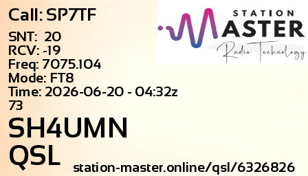 QSL Card for SH4UMN QSO with SP7TF