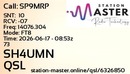 QSL Card for SH4UMN QSO with SP9MRP