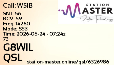 QSL Card for G8WIL QSO with W5IB