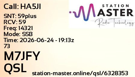 QSL Card for M7JFY QSO with HA5JI