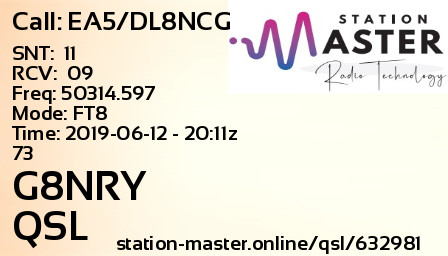 QSL Card for G8NRY QSO with EA5/DL8NCG