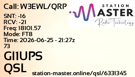 QSL Card for GI1UPS QSO with W3EWL/QRP
