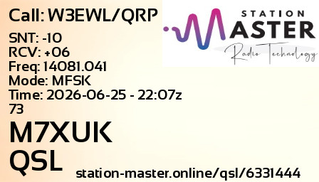 QSL Card for M7XUK QSO with W3EWL/QRP