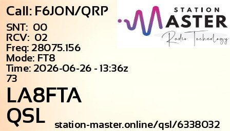 QSL Card for LA8FTA QSO with F6JON/QRP