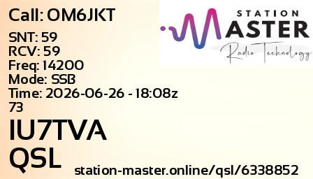 QSL Card for IU7TVA QSO with OM6JKT