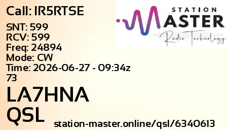 QSL Card for LA7HNA QSO with IR5RTSE