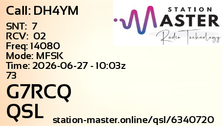 QSL Card for G7RCQ QSO with DH4YM