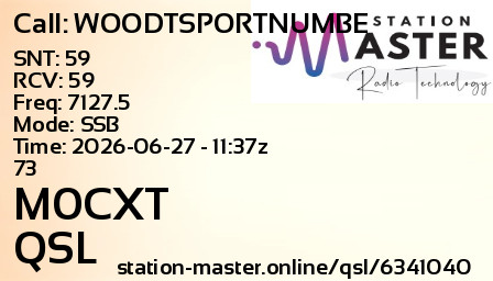 QSL Card for M0CXT QSO with WOODTSPORTNUMBE