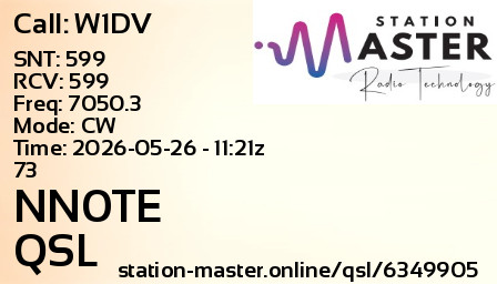 QSL Card for NN0TE QSO with W1DV