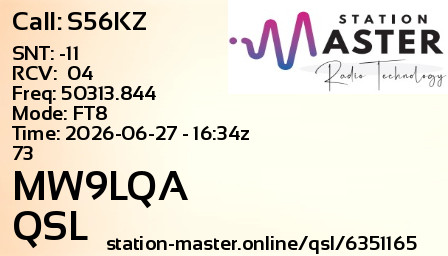 QSL Card for MW9LQA QSO with S56KZ
