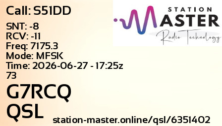 QSL Card for G7RCQ QSO with S51DD