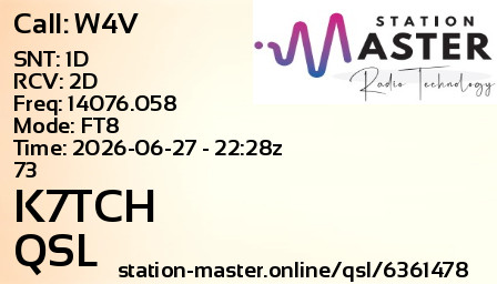 QSL Card for K7TCH QSO with W4V