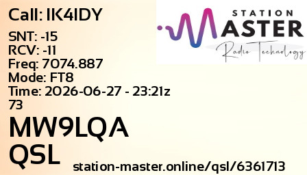 QSL Card for MW9LQA QSO with IK4IDY