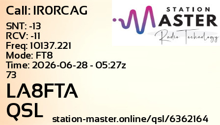 QSL Card for LA8FTA QSO with IR0RCAG