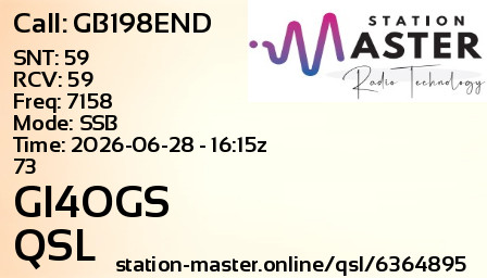 QSL Card for GI4OGS QSO with GB198END
