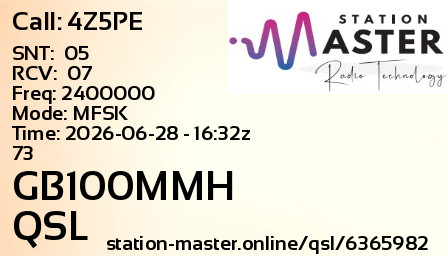 QSL Card for GB100MMH QSO with 4Z5PE