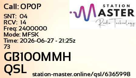 QSL Card for GB100MMH QSO with OP0P