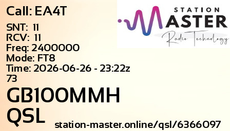QSL Card for GB100MMH QSO with EA4T