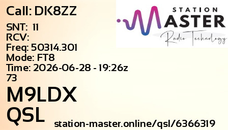 QSL Card for M9LDX QSO with DK8ZZ