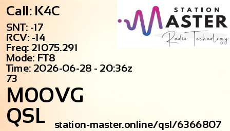QSL Card for M0OVG QSO with K4C