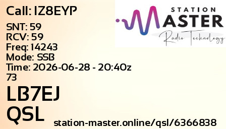 QSL Card for LB7EJ QSO with IZ8EYP