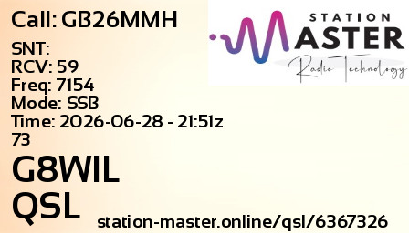 QSL Card for G8WIL QSO with GB26MMH