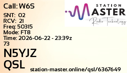 QSL Card for N5YJZ QSO with W6S