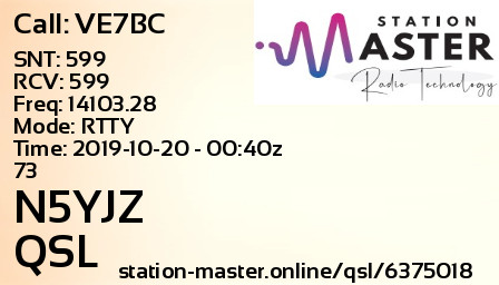 QSL Card for N5YJZ QSO with VE7BC