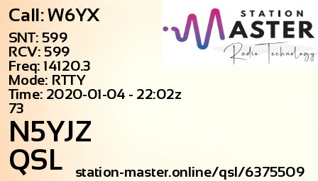 QSL Card for N5YJZ QSO with W6YX